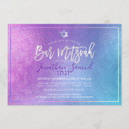 PixDezines Platinum Ombre Teal Pub Mitzvah Inbjudningar