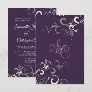 PixDezines PLUM/CREAM SWIRLS/DIY Background Inbjudningar