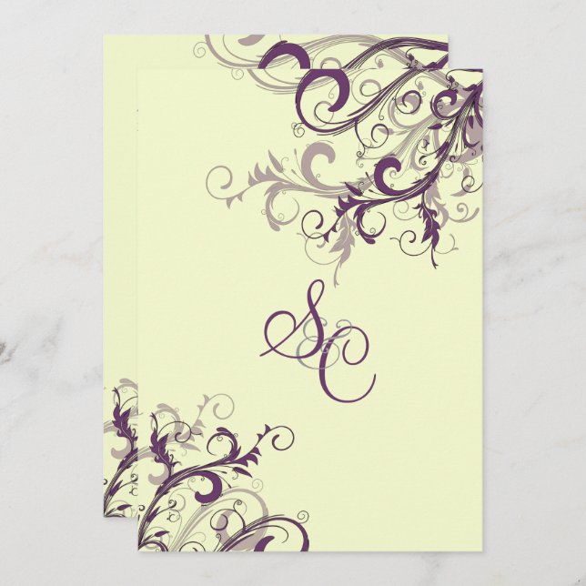 PixDezines PLUM SWIRLS/DIY Background Inbjudningar (Fram/baksida)