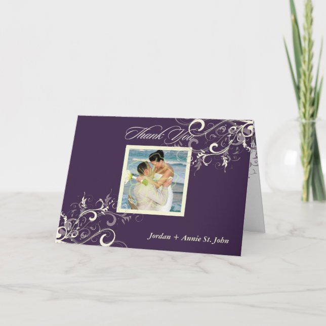 PixDezines Plum + Vanilla Swirls Photo Tack Kort (Framsida)