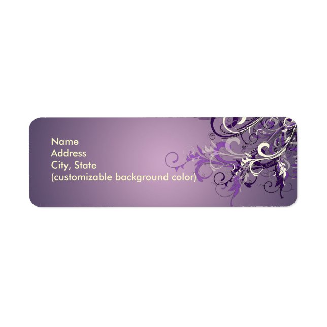 PixDezines Plum Vanilla Swirls Returadress Etikett (Framsidan)