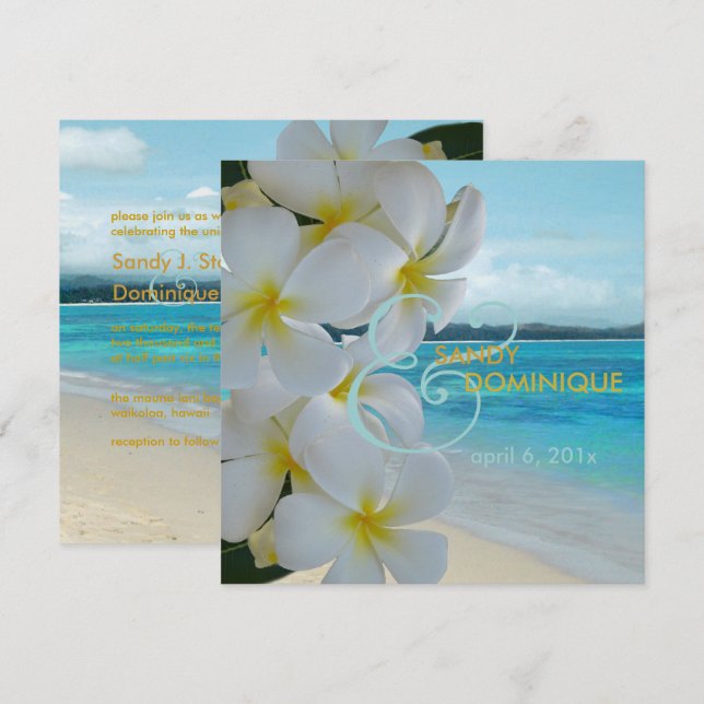 PixDezines PLUMERIA LEI/BEACH/TROPICAL/DIYfonts Inbjudningar (Fram/baksida)