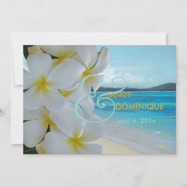 PixDezines PLUMERIA LEI/BEACH-VEDNING Inbjudningar (Framsida)