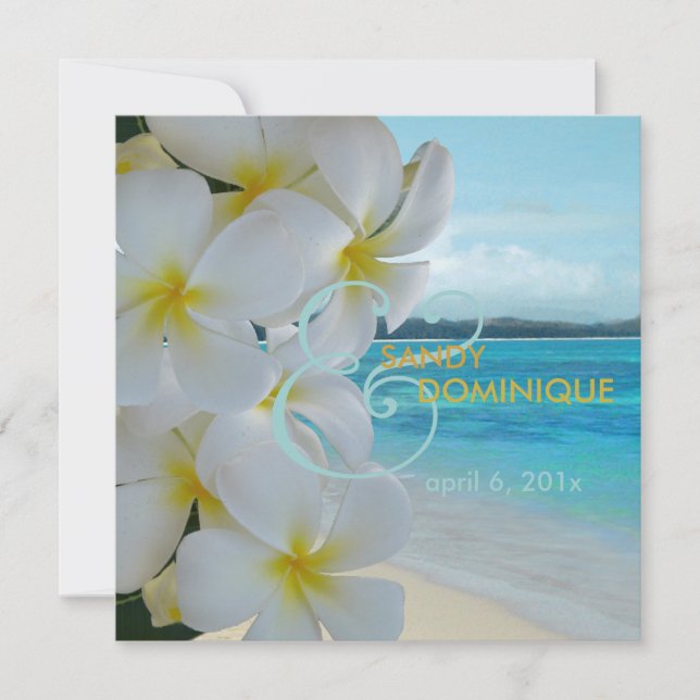 PixDezines Plumeria Lei/strand/tropiska bröllop Inbjudningar (Framsida)