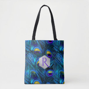 PixDezines PSYCHEDELIC BLUE PEACOCK FEATHER Tygkasse