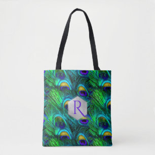 PixDezines PSYCHEDELIC GRÖNT PEACOCK FEATHER Tygkasse