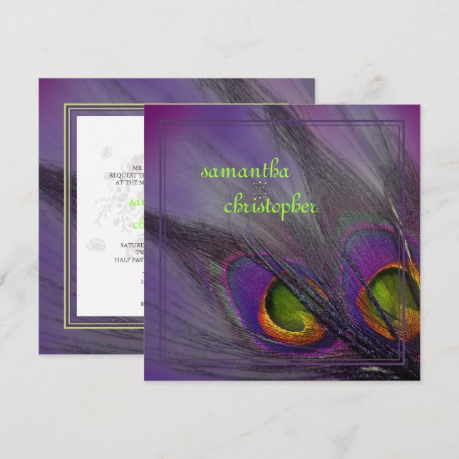 PixDezines Psychedelic Peacock, anpassa den! Inbjudningar (Fram/baksida)