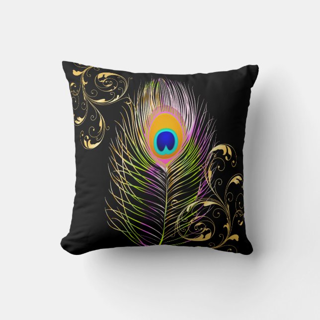 PixDezines psychedelic peacock/Diy-bakgrund Kudde (Framsida)