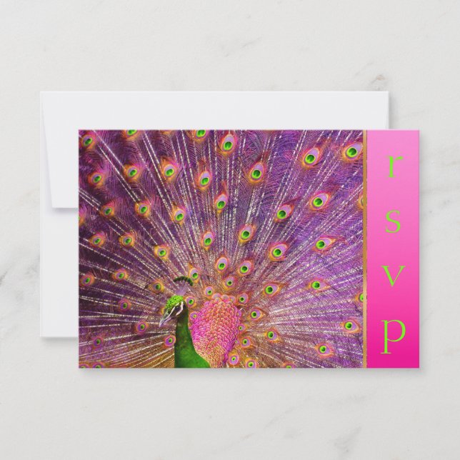 PixDezines psychedelic peacock Fjäder/shock rosa OSA Kort (Framsida)
