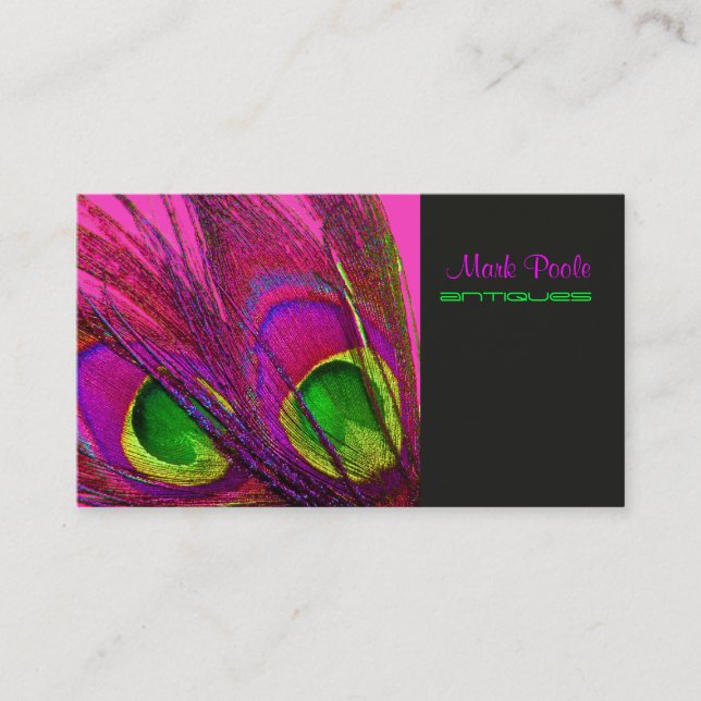 PixDezines Psychedelic Peacock,/neon/diy typsnitt Visitkort (Framsida)