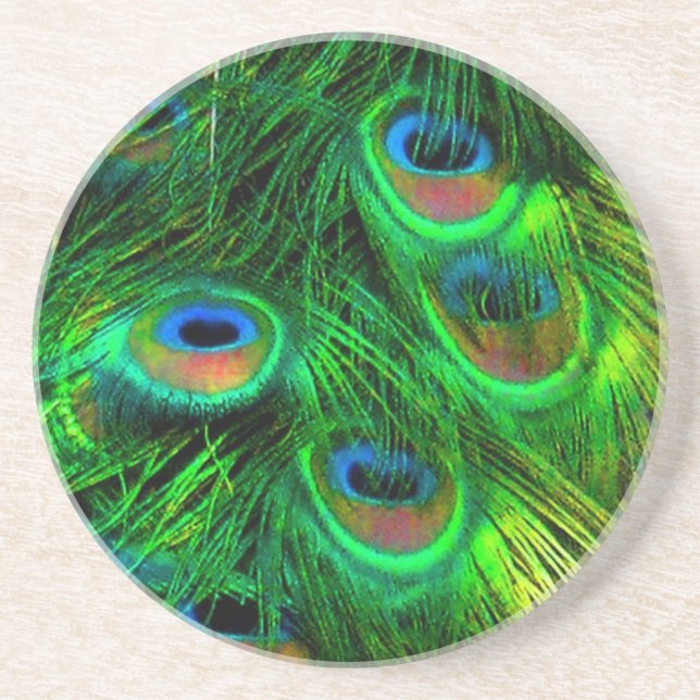 PixDezines Psychedelic Peacock Underlägg Sandsten (Framsidan)
