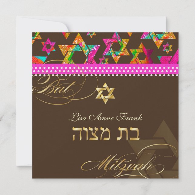 PixDezines Psychedelic Stars, Bat mitzvah Inbjudningar (Framsida)