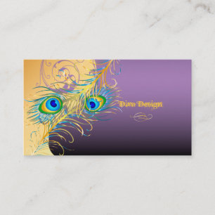 PixDezines psychedellic Peacock lavender blue Visitkort