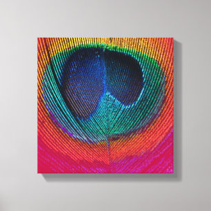 PixDezines psykedeliska påfågel, het rosa, canvas
