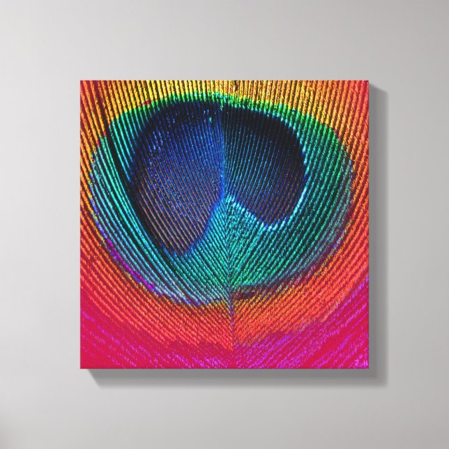 PixDezines psykedeliska påfågel, het rosa, canvas (Framsida)