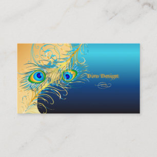 PixDezines psykedelliska peacock+metallblått Visitkort