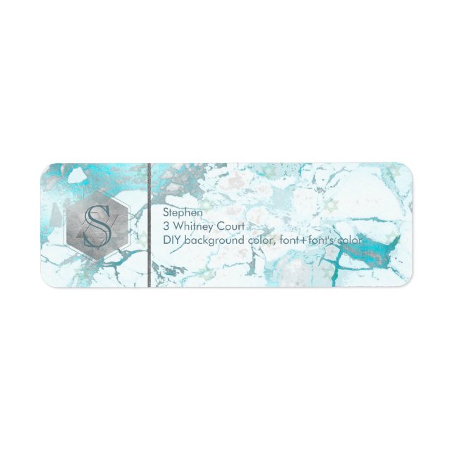 PixDezines Pub Mitzvah Honeycomb+Blue Marble Returadress Etikett (Framsidan)