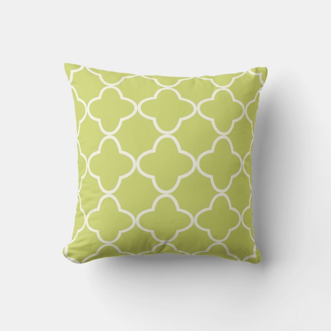 PixDezines Quatrefoil/DIY-färger/Crème/Chartreuse Kudde (Framsida)