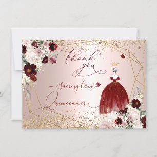 PixDezines Quinceanera Burgundy Gown Tack in Inbjudningar
