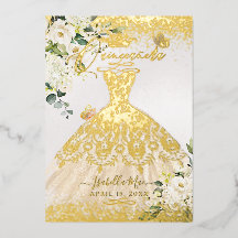 PixDezines Quinceanera Champagne Guld Glitter Klän