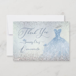 PixDezines Quinceanera dammblått klänning Tack Kort