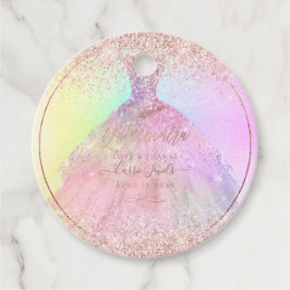 PixDezines Quinceanera Glitter Cotton Candy Gown Gåvor Etiketter