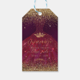 PixDezines Quinceanera Gnistra Gown, Burgundy Presentetikett