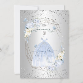 PixDezines Quinceanera H2 Flowers Dusty Blue Ro Inbjudningar