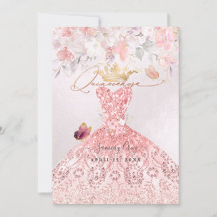 PixDezines Quinceanera H2 Rosa Dress Inbjudningar