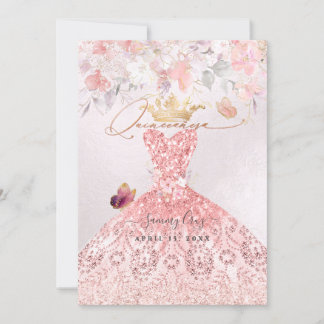 PixDezines Quinceanera H2 Rosa Dress Inbjudningar