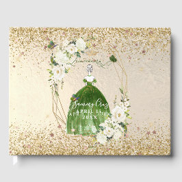 PixDezines Quinceanera H2 Smaragdgrönt Klänning Gu Gästböcker