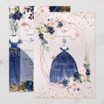 PixDezines Quinceanera Navy Ro Guld H2 Flowers