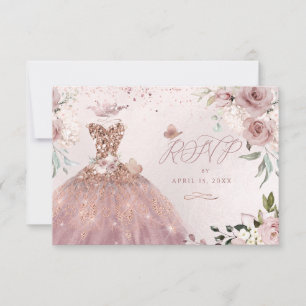 PixDezines Quinceanera OSA Dusty Ro Gown Inbjudningar