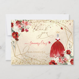 PixDezines Quinceanera Red Gown Tack Inbjudningar