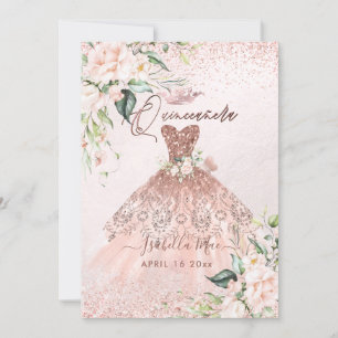 PixDezines Quinceanera Rosor-Ro Guld Inbjudningar