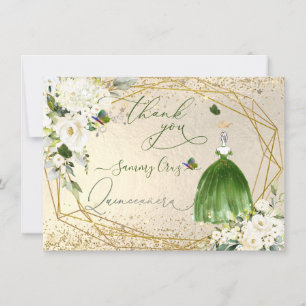 PixDezines Quinceanera smaragdgrön klänning Inbjudningar