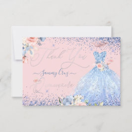 PixDezines Quinceanera Tack Dusty Blue Klänning Inbjudningar