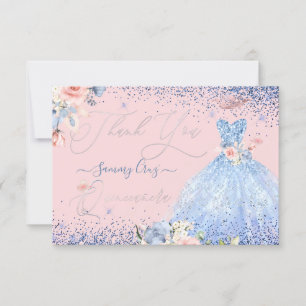 PixDezines Quinceanera Tack Dusty Blue Klänning Inbjudningar