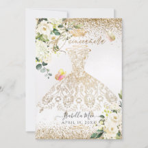 PixDezines Quinceanera White Guld Glitter