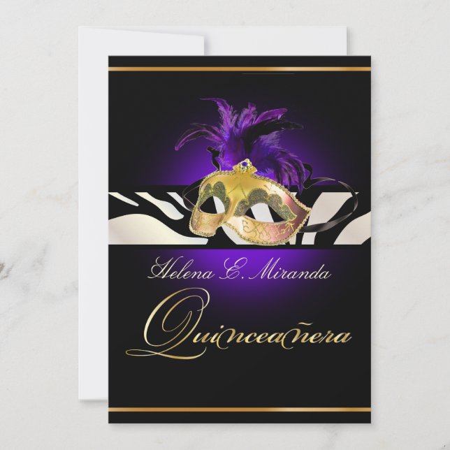 PixDezines Quincenera/Lila/Zebra/DIY färg!! Inbjudningar (Framsida)