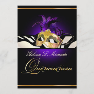 PixDezines Quincenera/Lila/Zebra/DIY färg!! Inbjudningar