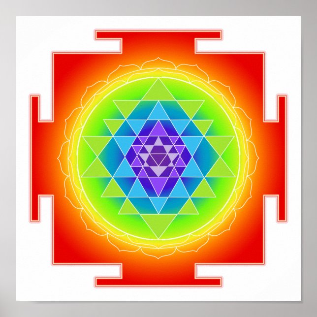 PixDezines Rainbow/Sri Yantra/Meditation/Chakra Poster (Framsidan)