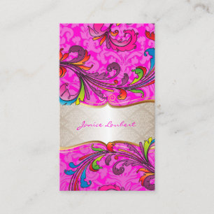 PixDezines Rainbow Swirls+flora Damask/diy färg Visitkort