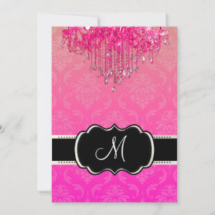 PixDezines Raspberry Kristallkrona+Vendome Damask/ Inbjudningar