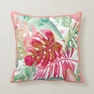 PixDezines Red+Grönt Tropical Foliage Ram DIY Kudde