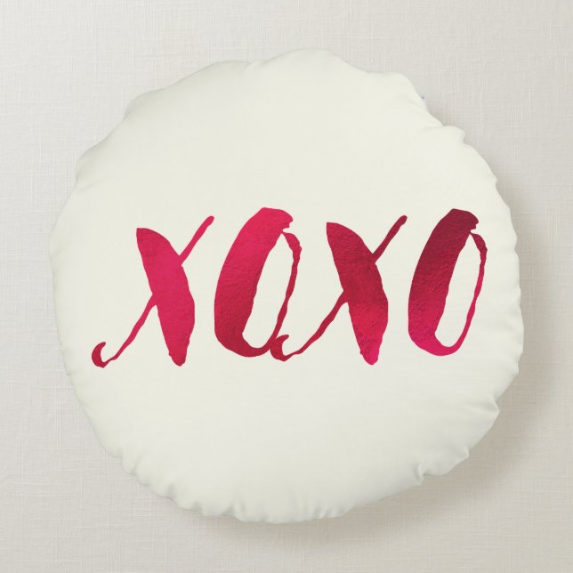 PixDezines Red/Guld/Hearts/DIY-bakgrund Rund Kudde (Baksidan)