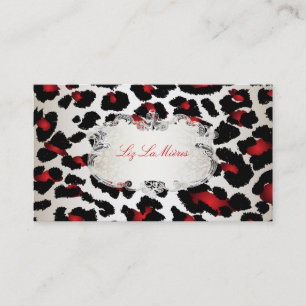 PixDezines Red leopard/champagne Visitkort