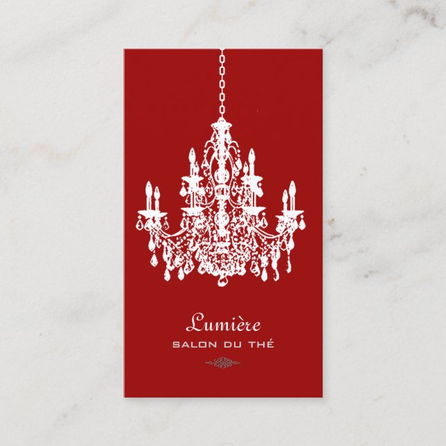 PixDezines Red+White Chandelier/DIY-bakgrund Visitkort (Framsida)