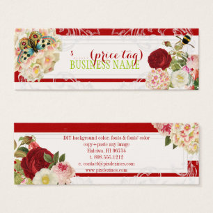 PixDezines redoute/vintage primrose/peonies Litet Visitkort