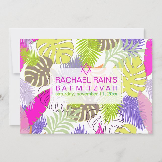 PixDezines regnskog bat mitzvah/luau Inbjudningar (Framsida)